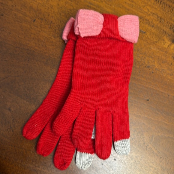 Kate Spade Gloves Cute New Red Pink Bow Style Mitten Gloves Winter Essentials - Picture 2 of 9